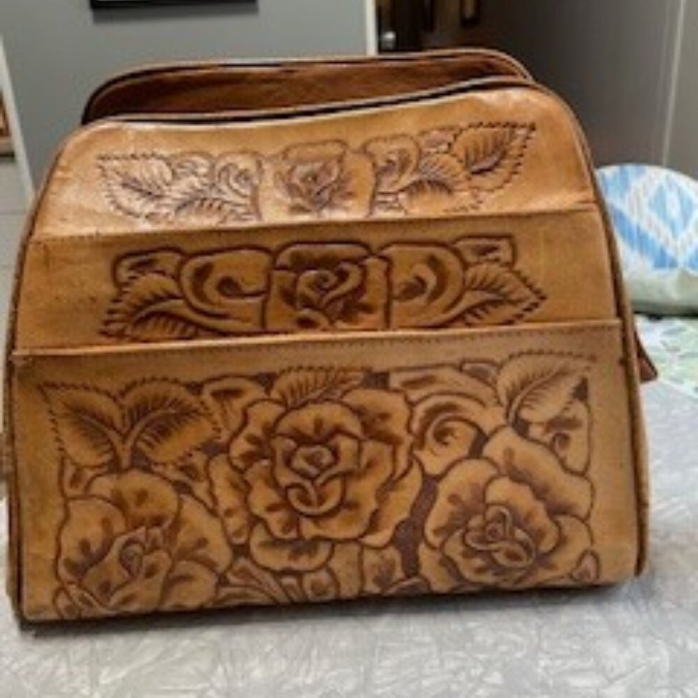 Vintage Hand Tooled Leather Handbag